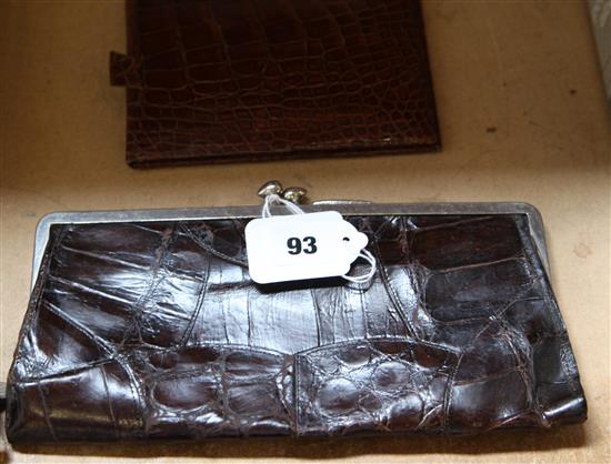 Crocodile clutch bag & small travelling mirror